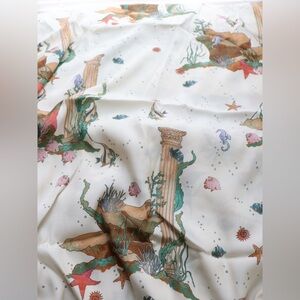 Sea life print viscose crepe fabric, 3.5 yards